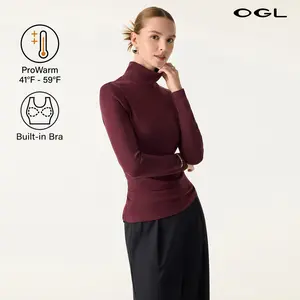 OGL ProWarm Turtleneck Long Sleeve Brami - Slim Fit Thermal Brushed Rib 2.0 with Built-in Bra Pads for Layering in 41-59°F, Soft Minimalist Korean Style Basic Layering Top  Shell Womenswear teacher bae's outfit TikTokShopStockUp