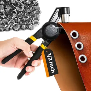 Grommet Tools Kit 1/2 Inch (12mm) Hand Press Pliers, Handheld Eyelet Setter with 500 Grommet Supplies, for Tarp Leather Canvas, -Press Operation,  Alignment