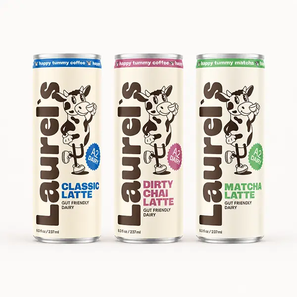 Laurel's | A2 Dairy Lattes | Canned RTD Coffee, Variety & Single Flavors | Organic A2 Milk | 8 fl oz Cans