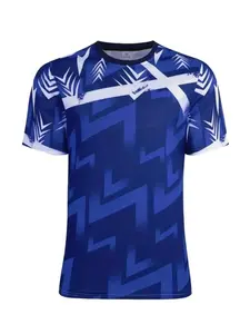 Men's Football Training Top & Youth Soccer Matchwear, Football Jersey, Short Sleeve Round Neck Casual Sports Shirt, Geometric Print Fitted Design