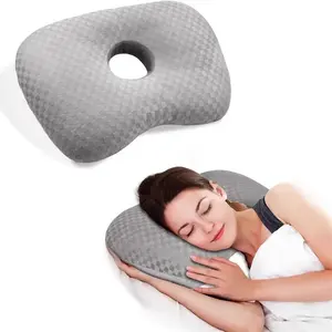 1-Hole Piercing Pillow - Hangable Home Decor & Home Supply, Pressure Prevention & Ear Pain Relief for Side Sleepers