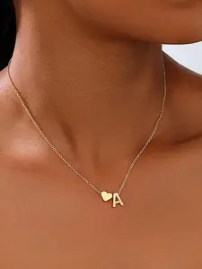 Gold Heart Initial Necklace for Women, Heart Initial A-Z Necklace Dainty Heart Necklaces Tiny Gold Initial Necklaces Initial Letter Necklace Birthday Gifts for Women Girls Jewelry