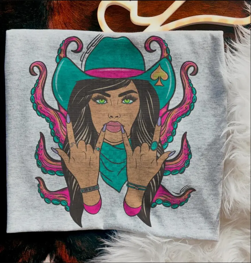 Cowgirl Kraken shirt, vintage crewneck sweatshirts, western outfit women, cowgirl outfits, western clothing stuff tops, country concert outfits, western style clothes
