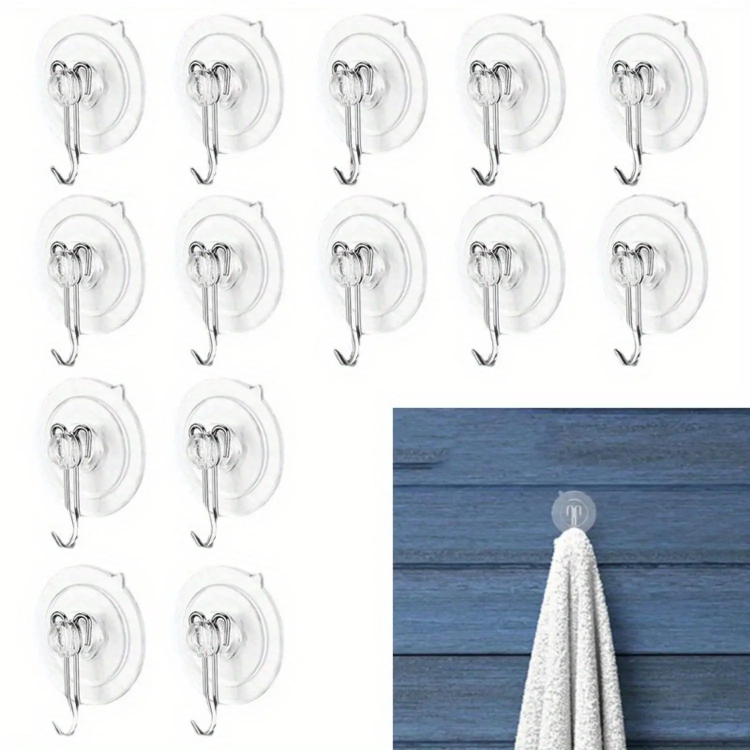 Piutouyar 12-Pack Clear Suction Cups With Rings – 1.2 Inch (30mm) Key Ring Hangers