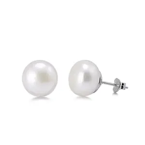 Sterling Silver 925 Genuine Freshwater Pearl Stud Earrings 8mm 10 mm