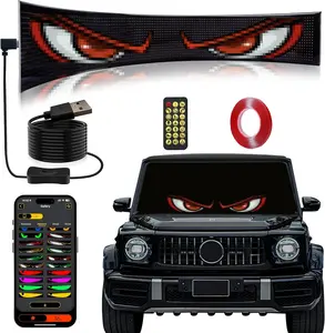 Devil Led Eyes Light for  Windshield, 23.4"x4.7" Programmable ojos led para carro Sign, Full Color Electra Eyes for , DIY Led Matrix Panel,  App & Remote Control
