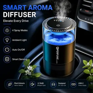 Car Smart Aroma Diffuser with 60ML Liquid, Nano Mist Long-Lasting Scent, Ai Auto Switch, 4 Modes, USB Powered, Office & Home Use, Car Accessory
