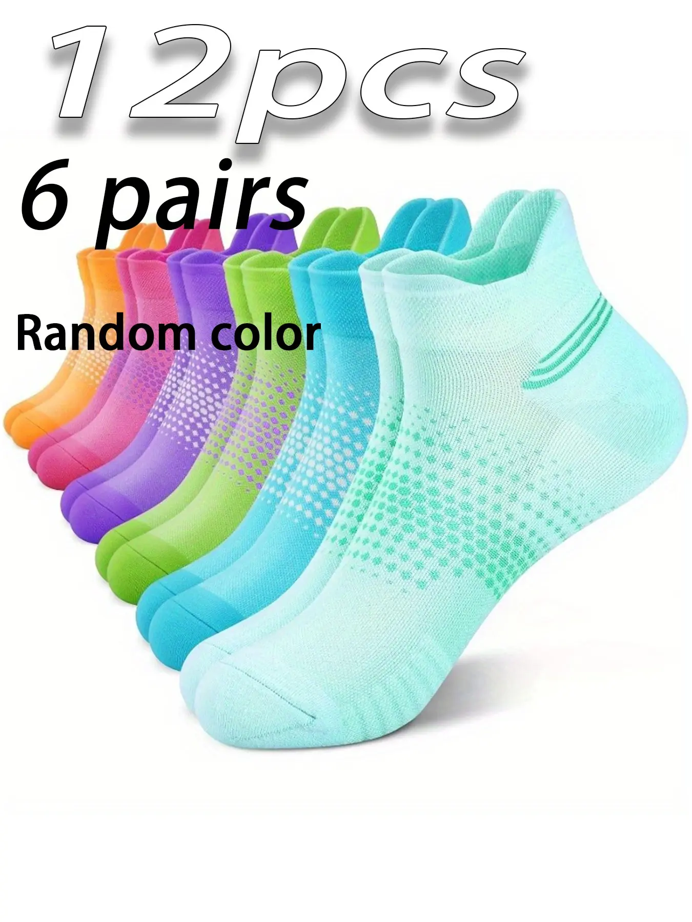 2026 New Sporty Ankle Socks, Sports Socks, 3/6 Pairs Random Colors, Breathable Running Fitness Socks, Athletic Sock, Unisex, All Seasons, Geometric Design