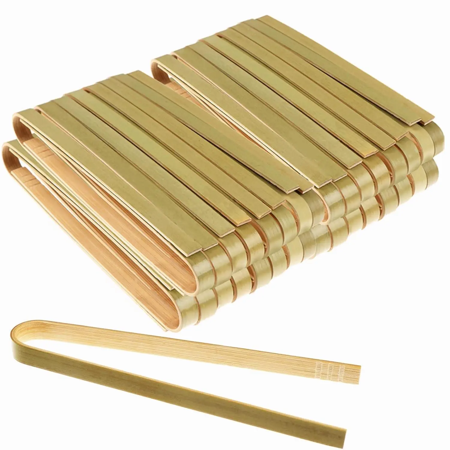 100 Pcs Mini Bamboo Tongs 4 Inch Long Toast Tongs Disposable Wooden Tongs Toast Catering Buffet Tongs For Toast Bread Pickles Tea Home Use