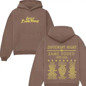 Bailey Zimmerman Different Night Same Rodeo Tour 2026 Hoodie, Country Music Graphic Pullover Concert Merch Tour Dates For Women And Men Fans