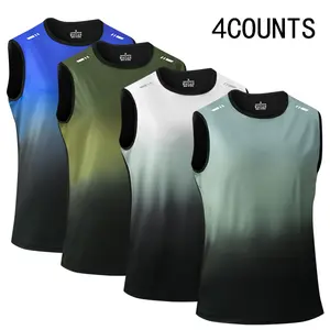 Men's Sports Tank Top 4-Pack - 4 Counts Gradient Design for Active Wear