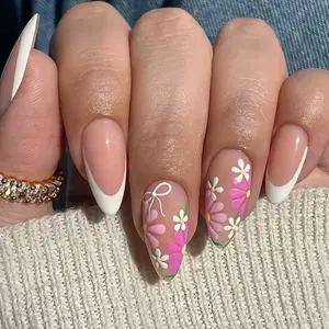 24pcs Press On Nails in 12 Sizes Featuring Floral Patterns-Onesize fits all