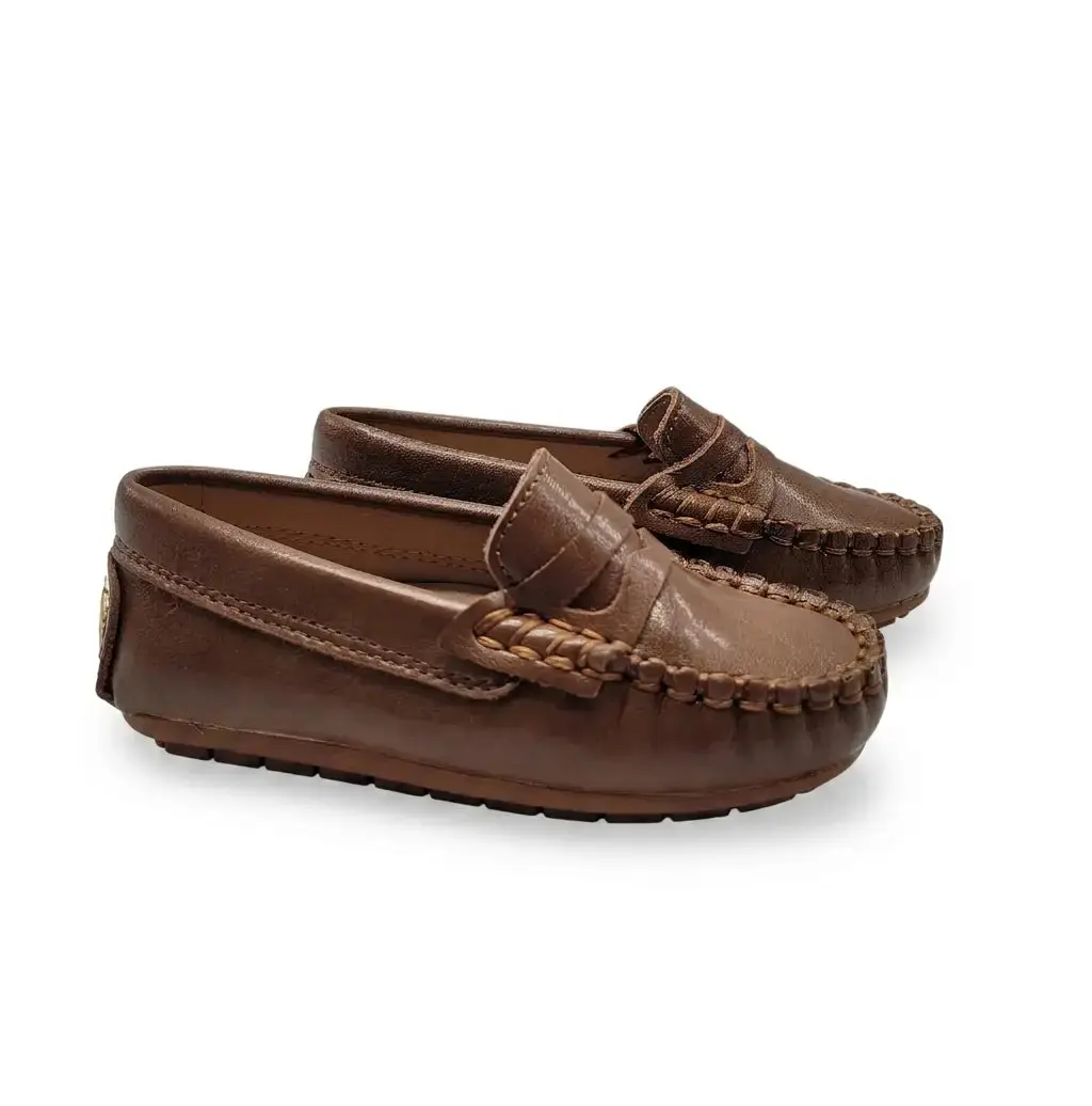 Mamelina Driftwood Taupe Leather Penny Loafer