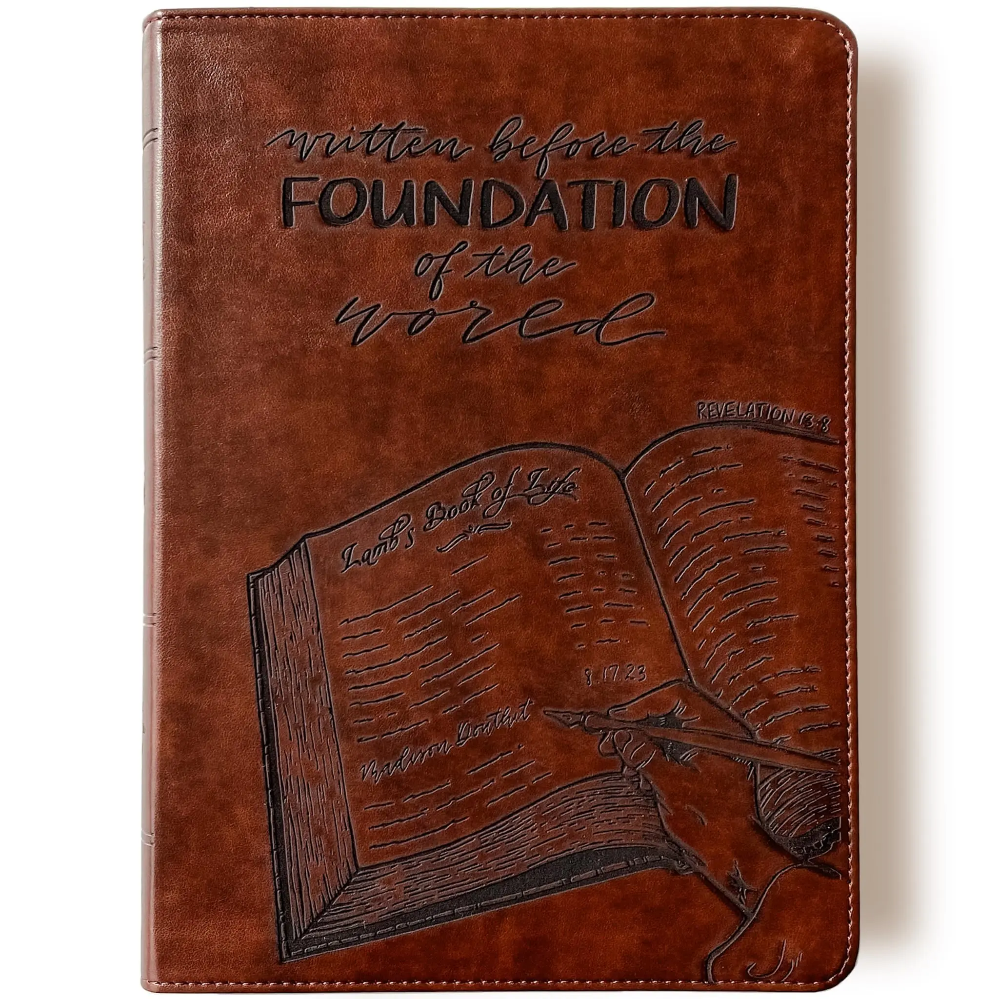 Personalized ESV Wide Margin Bible - Brown -  Lambs Book of Life - Add a Name and Date to the Book of Life - Hand Lettered and Engraved
