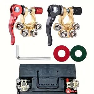 1pair Automotive Car Battery brass power knob switch battery stake terminal clamp adapter leakproof