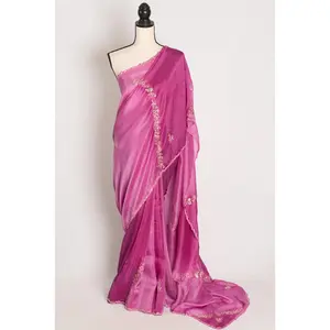 Ayesha : Pink Shades Hand Embroidery Organza Silk Partywear Saree