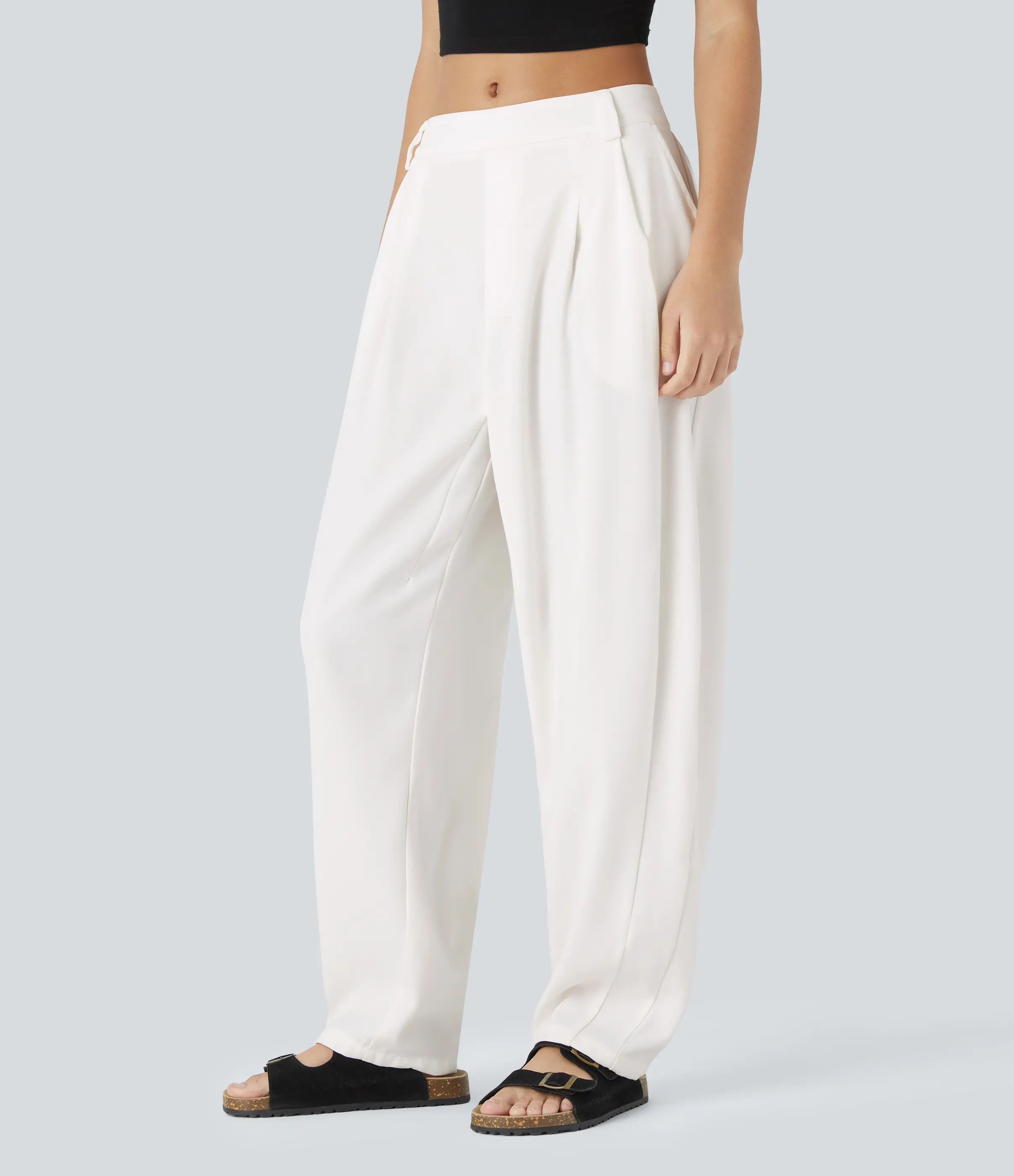 Halara Mid Rise Pocket Barrel Leg Baggy Work Pants Halara Mid Rise Pocket Barrel Leg Baggy Work Pants