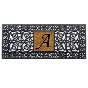 Calloway Mills 170011741A 17 x 41 in. Rubber Monogram Rectangular Doormat, Black - Letter A