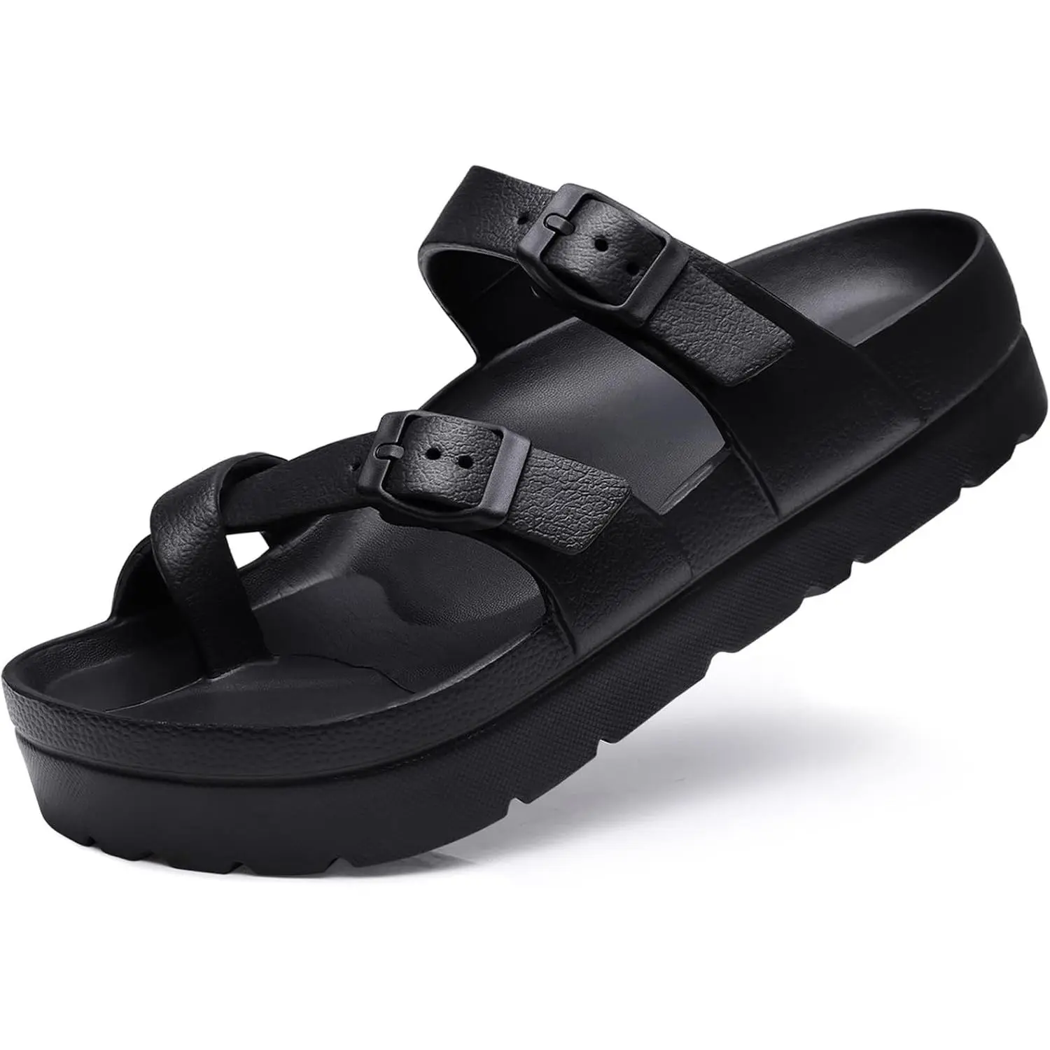 Goosecret Women's Platform Sandals Footwear - Arch Support, Comfortable Foam Slides, Adjustable Buckle for Summer Beach Use