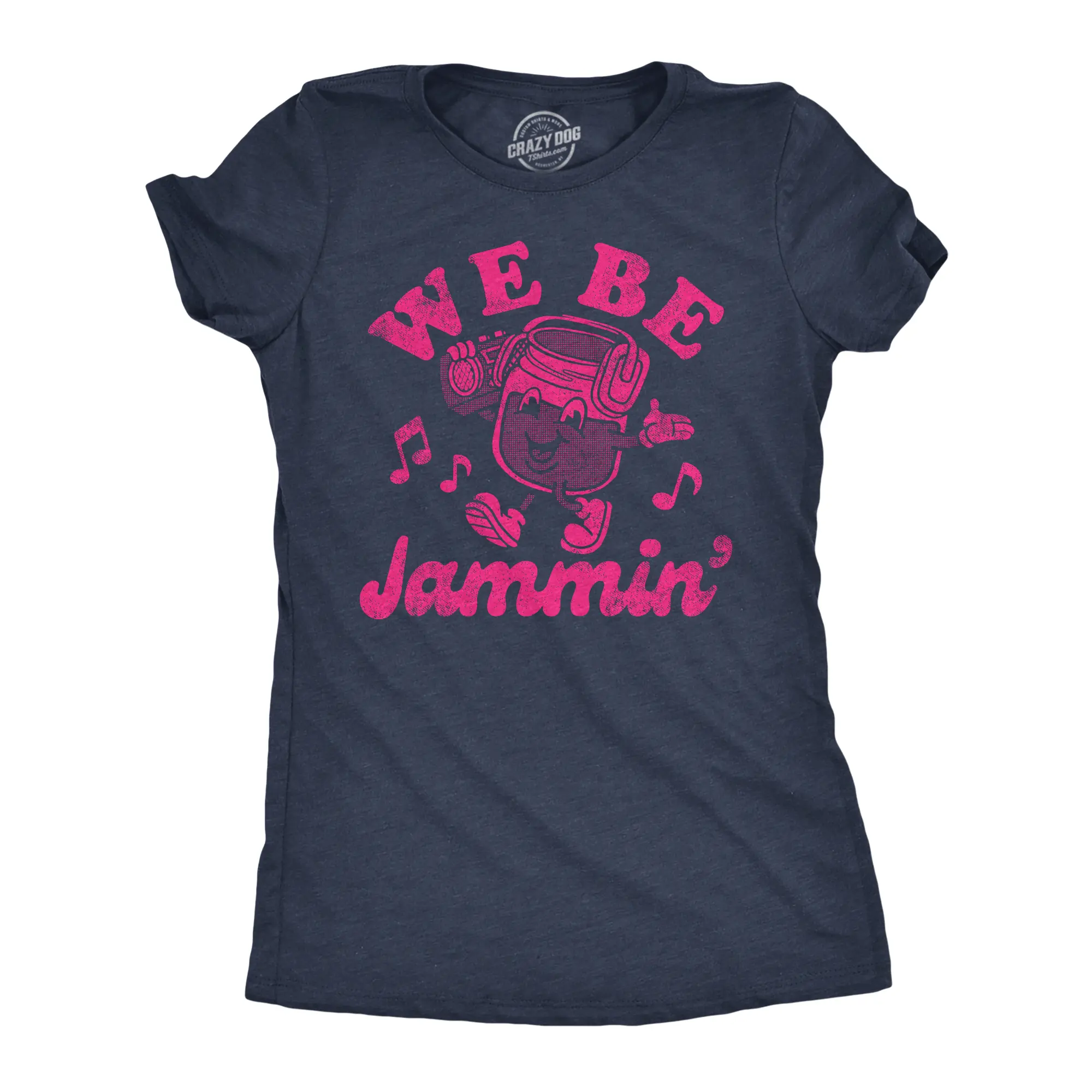 Womens Funny T Shirts We Be Jammin Sarcastic Music Graphic Tee for Ladies Funny Womens T Shirts Cute Vintage Fashion Casual Ladies T-Shirt Gift Food Tops for Women Funny Music Top Women's Novelty Tees Navy - We