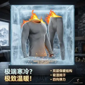 Men's Thermal Underwear Set - Long Johns Base Layer for Cold Weather, Warm Fleece Lined Bottom and Top, Comfortable Thermal Underwear for Winter Outdoor Activities, Skiing, Hiking, Camping