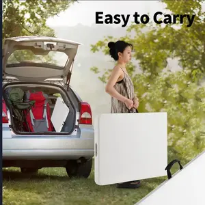 6FT Plastic Folding Table, Portable Picnic Table Outdoor, for Camping, Party, Wedding,Picnic, with Lock, Handle - White