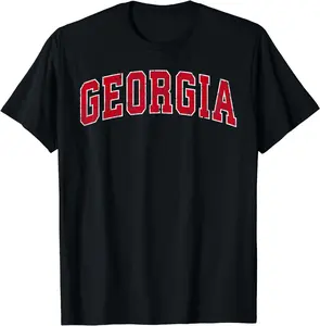 100% Cotton Mens Womens  Georgia GA Vintage Sports Red Varsity Style T-Shirt