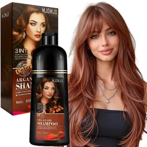 cherry brown Argan Oil Hair Shampoo, 3 in 1 Hair Dye Shampoo, Easy To Use, Semi-Permanent Hair Color for Grey Coverage ,Easy To Use-16.9fl oz