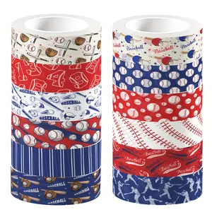 12 Rolls of baseball-themed washi tape, sports ball-themed masking tape. Perfect for scrapbooking, DIY crafts, journaling, gift wrapping, party decorations, and bullet journaling. Also great as party Adhesive Tape