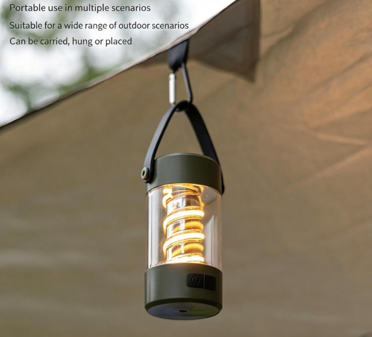Rechargeable LED Hanging Camping Lantern, Ultra Bright Waterproof Camping Light Strip with Bluetooth Speaker, Portable Emergency Flashlight, Solar Powered Dimmable Outdoor Lamp for Hiking, Camping, Backpacking,  Outdoor Emergency Use