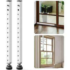 17-33 inch Adjustable Window Security Bar, Sliding Door Security Bar Lock with Rubber Tips, Anti-Theft Child Safety Lock Bar for Patio Glass Door Home Apartment, White 2 Pack