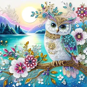 Owl Pattern DIY Diamond Arts Colorful Painting Kit without Frame, DIY 5D Diamond Arts Colorful Painting for Bedroom Home Wall Decor, Diamond Painting Kits