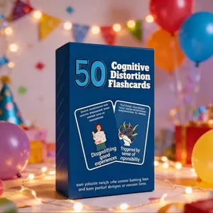 Cognitive Distortion Learning Flash Cards (50 Pcs), Practical Psychological Practice Cards, Improve Thinking Patterns, Self-Improvement Cards, Flashcards