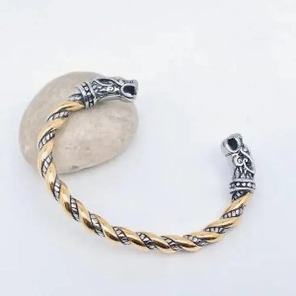 Viking Stainless Steel Vintage Double Dragon’s Head Bangle