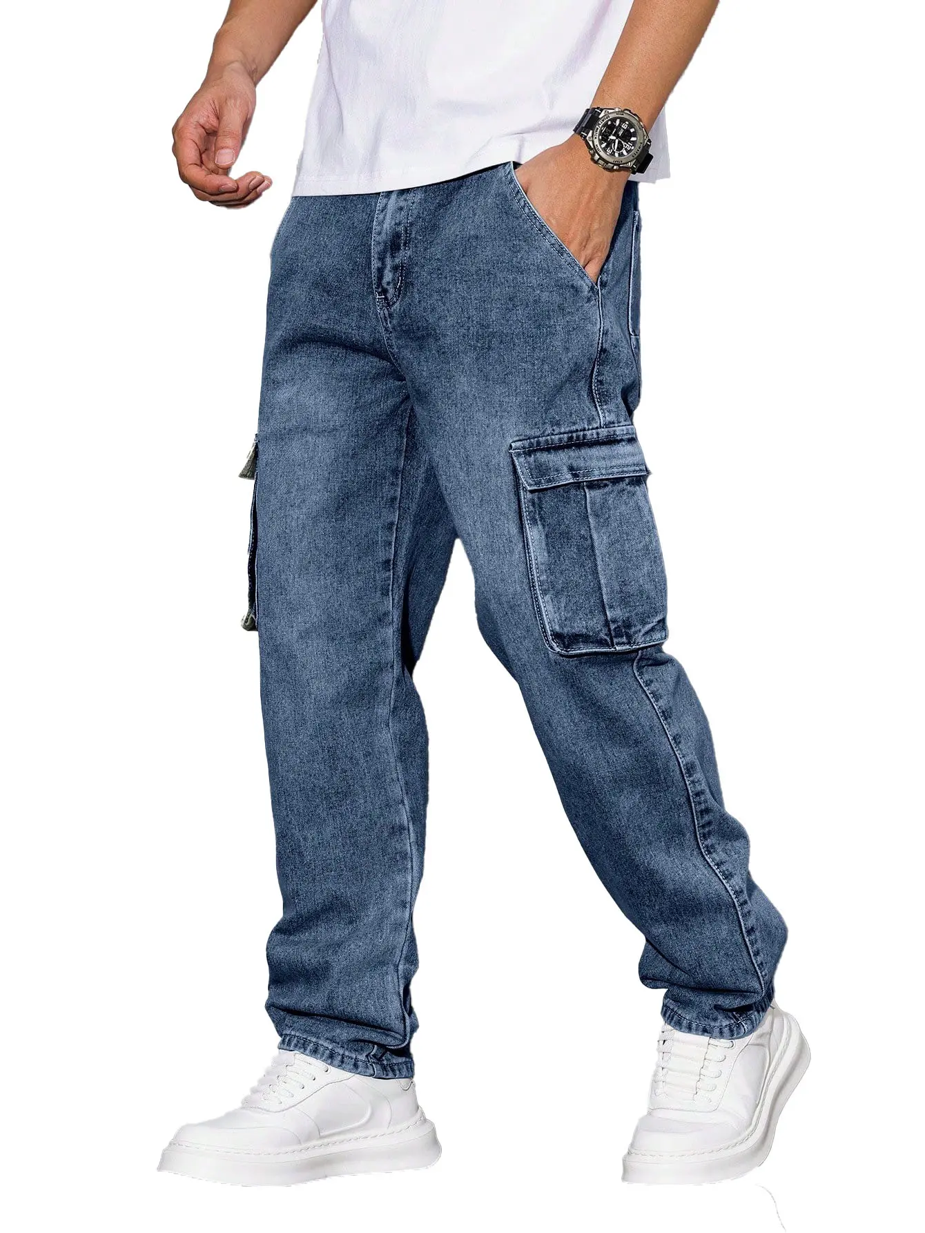 Men’s jeans, multi-pocket cargo pants—suitable for men’s outfits, workwear, and outdoor sports.
