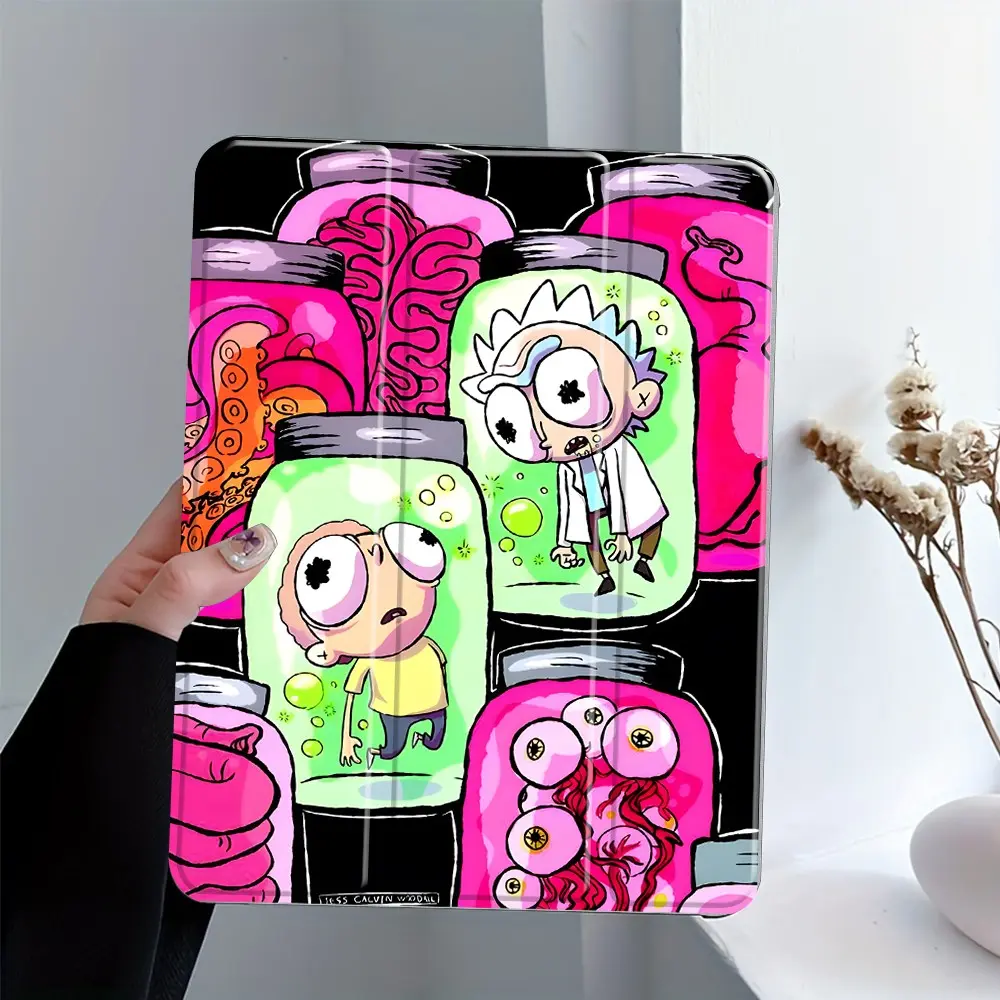 Creepy Sci-Fi Jar Art iPad Case with Pencil Holder, Shockproof Protective Drop Proof Cover for iPad 7.9/8.3/10.2/10.5/10.9/11/12.9/13 inch, Dark Aesthetic Cartoon Design for Teens & Adults, Perfect for Daily Use & School