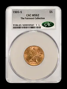 1905-S Liberty Head $5.00 Gold MS 62 CAC