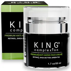 KING COMPLEXION Organic Mens Anti Aging Face Cream - Smooth Skin - Lightweight - Non Greasy - Easy Pump Jar - Won't Irritate - Clean Natural Scent - Premium - Black Owned - Mens Face Moisturizer (1.7 oz) Smooth Daily Gentle Skin Repair Moisture Hydrating