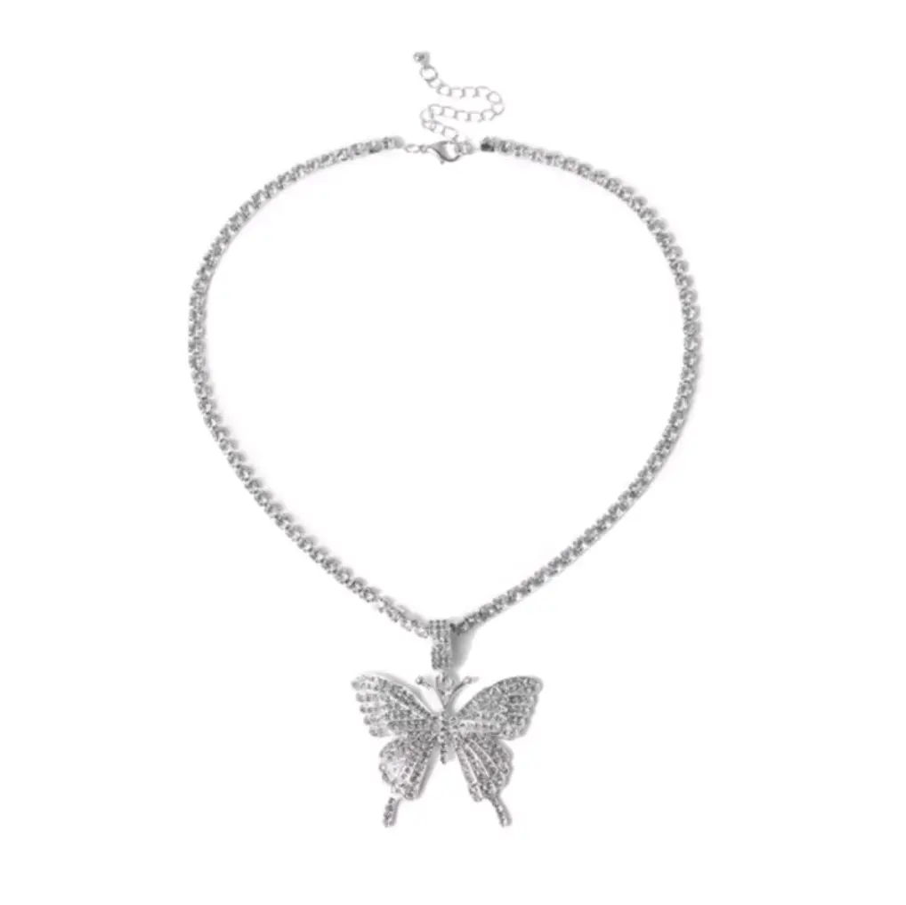 Bohemian Cubic Zirconia Butterfly Choker Necklace  Gold Necklace Silver Necklace Gift