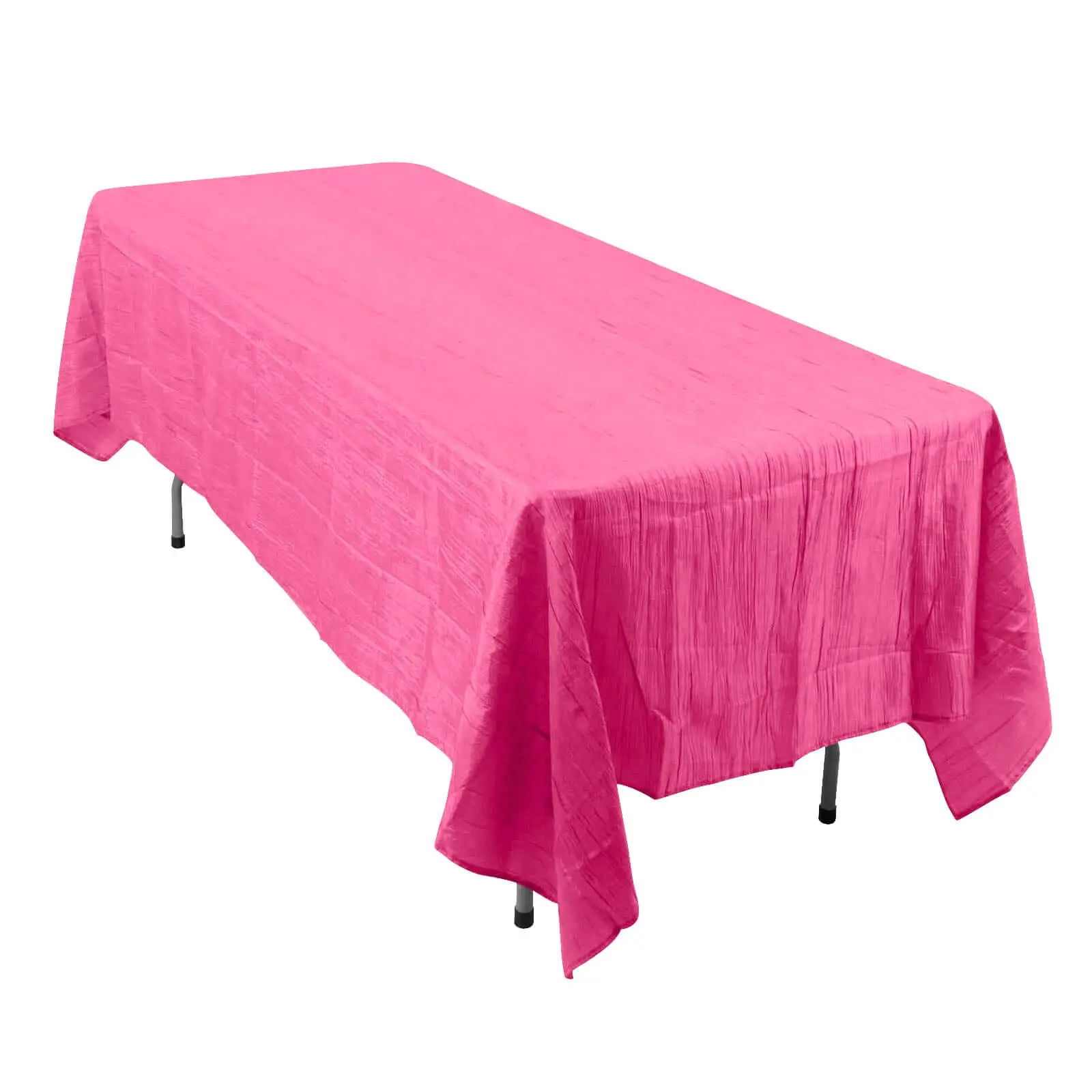 Fuchsia Accordion Crinkle Taffeta Rectangle Tablecloth, 60"x102" - Event, Wedding Household Kitchen Linen Table Cover