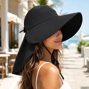 Wide Brim Sun Hat for Women, UV Protection Hat with Neck Cover, Full Face Shade Summer Beach Travel Outdoor Sun Cap