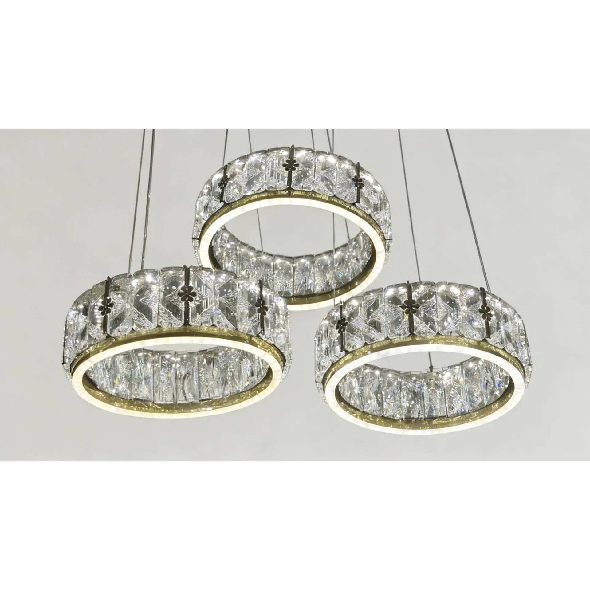 Tri-Ring Crystal Halo Chandelier