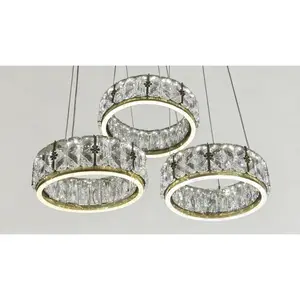 Tri-Ring Crystal Halo Chandelier