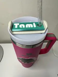Tumbler Name Tag Customized decor 3D Printed Figure - Original Design customizable Drinkware Straw