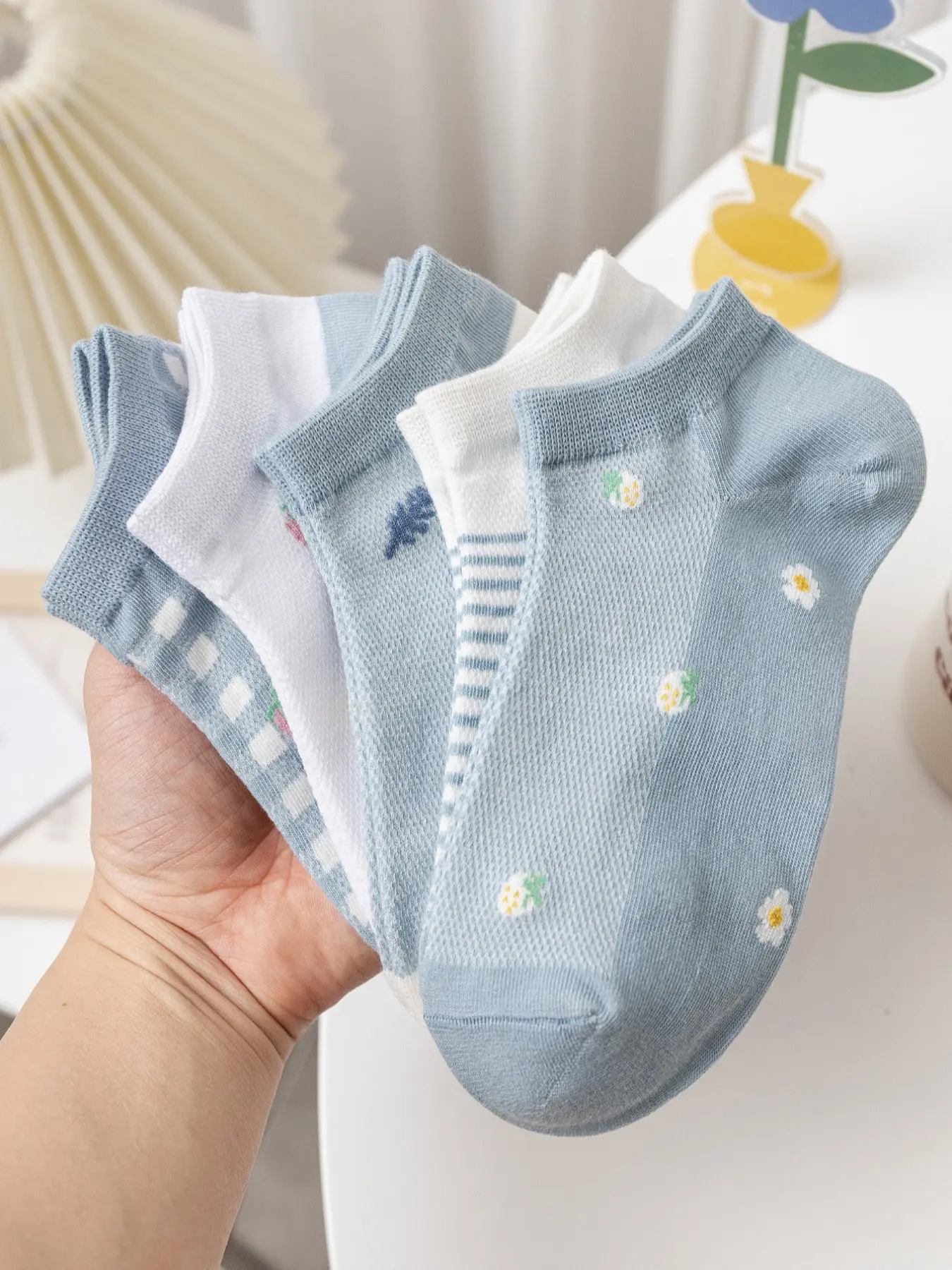 Women's 5 Pairs Cute Cartoon Print Ankle Socks, Comfortable Knit Socks, Cozy Comfy Socks for Women Daily Wear, Comfort Cozy Socks for Women Ladies Girls, Floral Pattern Socks, Casual Comfy Socks