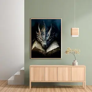 5D DIY Full Drill Square Diamond Painting Kit Fantasy Dragon Reading Ancient Book Art Craft for Adults Home Wall Decor