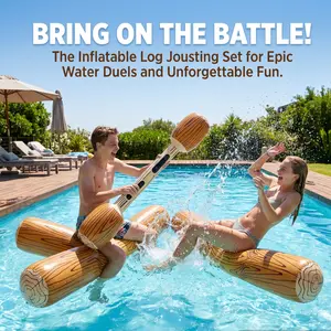 2-Person Inflatable Water Game Set, Sporty Swimming Sit-On Floats, Hand Striking Paddles & Swim Wings for Aquatic Sports, Outdoor Entertainment