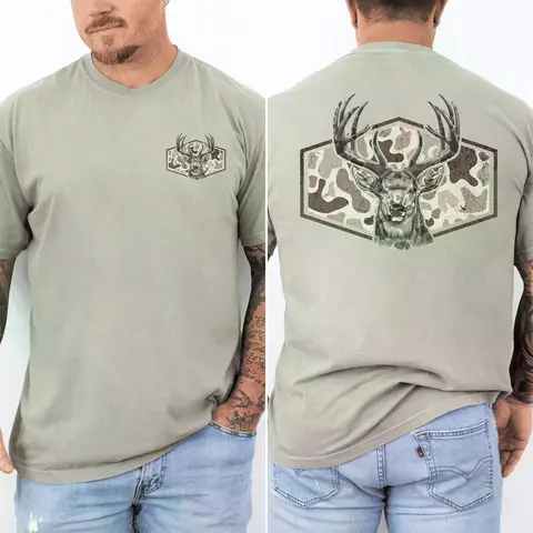Comfort Colors Deer Hunting Camo T-Shirt, Vintage Camouflage Graphic Tee, Funny Dad Gift Shirt, Fathers Day Hunting Top"