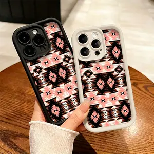 Pink Geometric Tribal Pattern Phone Case， Boho Ethnic Style for iPhone 17 16 15 14 13 12 11 Plus Pro Max Gift.