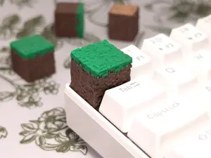 3D Pixel Grass Block Keycap - Voxel-Inspired Artisan Keycap with Nature-Themed Texture for MX-Style Switches